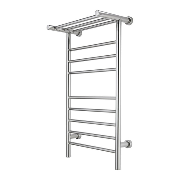 Towel Warmers for Bathroom - Wall Mounted Heated Towel Rack with Shelf, 11 Bars Polished Stainless Steel, 20 x 36 in. Electric Heating and Drying Rack, 120V Plug-in or Hardwired (Summit)