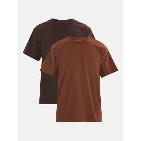 No Boundaries Warms Basic Crewneck Tee with Short Sleeves, 2-Pack, Men's