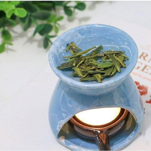 Warmself Blue Ceramic Essential Oil Burner Tealight Candle Holder Decorative Aroma Diffuser
