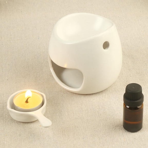 Warmself Ceramic Essential Oil Burner Tealight Candle Holder Decorative Aroma Diffuser Black Open Small