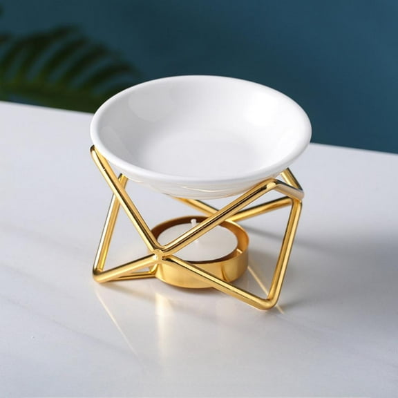 Warmself Delicate Romantic Ceramics Tealight Candle Holder Oil Tart Burner Aroma Diffuser Furnace Home Decoration Golden Cube