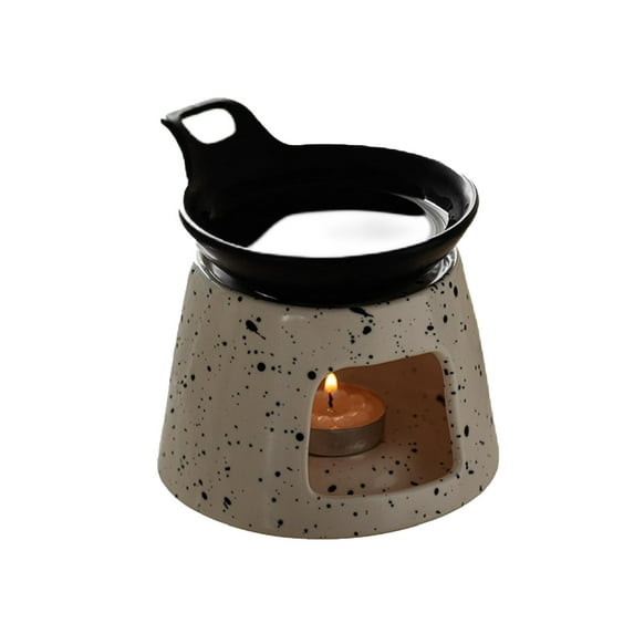 Warmself Delicate Romantic Metal Tealight Candle Holder Oil Tart Burner Aroma Diffuser Furnace Home Decoration Black Spot Black White