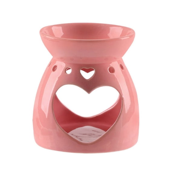 Warmself Delicate Romantic Metal Tealight Candle Holder Oil Tart Burner Aroma Diffuser Furnace Home Decoration Heart Shaped Hollow Out Pink