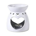 thumbnail image 1 of Warmself Delicate Romantic Metal Tealight Candle Holder Oil Tart Burner Aroma Diffuser Furnace Home Decoration Heart Shaped Hollow Out White, 1 of 5