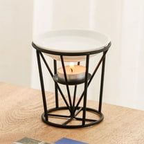 Warmself Delicate Romantic Metal Tealight Candle Holder Oil Tart Burner Aroma Diffuser Furnace Home Decoration Hourglass Black