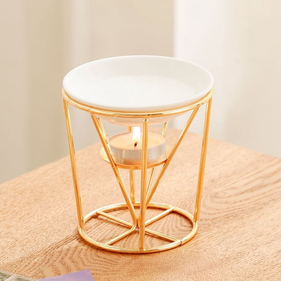 Warmself Delicate Romantic Metal Tealight Candle Holder Oil Tart Burner Aroma Diffuser Furnace Home Decoration Hourglass Gold