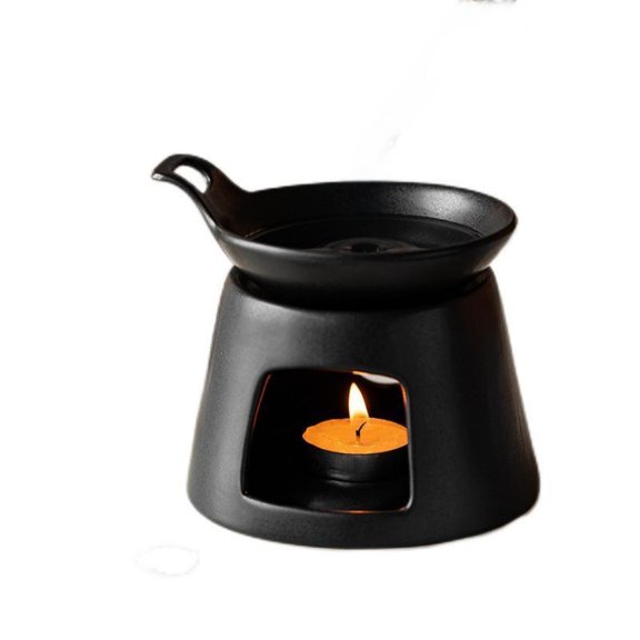 Warmself Delicate Romantic Metal Tealight Candle Holder Oil Tart Burner Aroma Diffuser Furnace Home Decoration Split Design Black