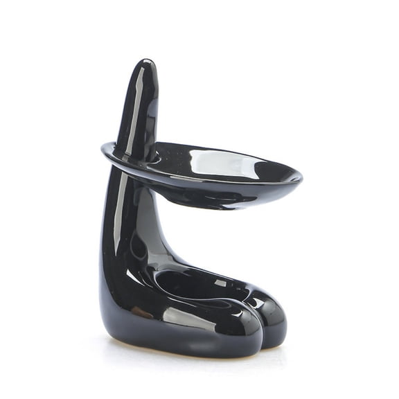 Warmself Delicate Romantic Metal Tealight Candle Holder Oil Tart Burner Aroma Diffuser Furnace Home Decoration Unique Design Black