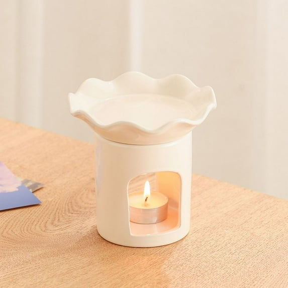 Warmself Delicate Romantic Sunflower Ceramics Tealight Candle Holder Oil Tart Burner Aroma Diffuser Furnace Home Decoration