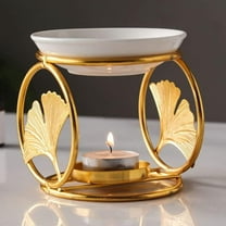 Warmself Gold Ginkgo Leaf Essential Oil Burner Aromatherapy Aroma Burner Oil Diffuser Candle Tealight Oil Warmer