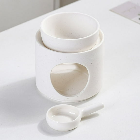Warmself Hand Made Large Capacity Essential Oil Burner Wax Melt Burners, Aromatherapy Aroma Burner Ceramic Oil Diffuser Candle Tealight Holder Home Bedroom Decor-White