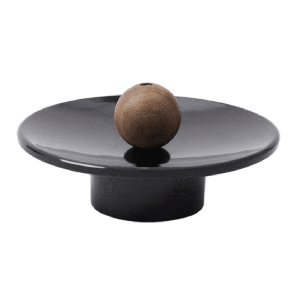 Warmself Incense Holder Modern Minimalist Circular Incense Stick Burner for Cones or Sticks for Yoga & Meditation, Enhance Atmosphere,Ceramic Ash Catcher Black (Spade Woodball)