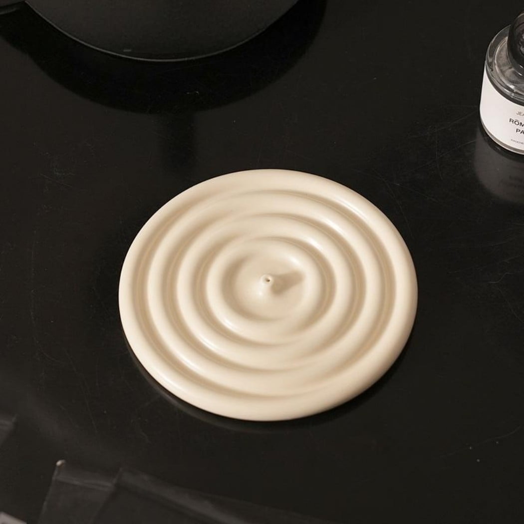 Warmself Incense Holder Modern Minimalist Circular Incense Stick Burner for Cones or Sticks for Yoga & Meditation, Enhance Atmosphere,Ceramic Ash Catcher Coconut Milk Ash