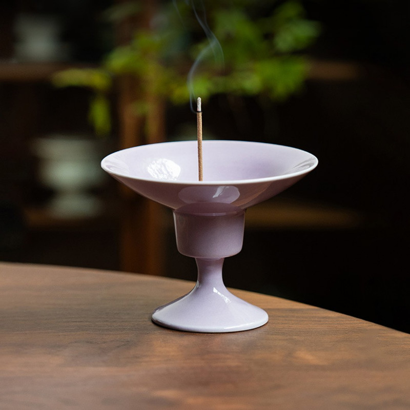 Warmself Incense Holder Modern Minimalist Circular Incense Stick Burner for Cones or Sticks for Yoga & Meditation, Enhance Atmosphere,Ceramic Ash Catcher Purple-1