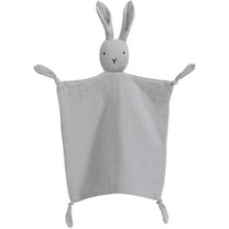 Warmself Lovey Security Blanket 100% Organic Muslin Stuffed Bunny Animal Baby Blankie-1 Pack Grey