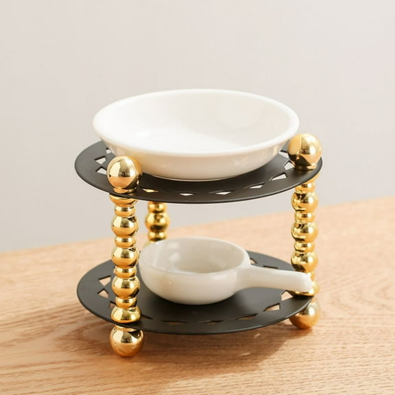 Warmself Sun City Delicate Romantic Ceramic Tealight Candle Holder Oil Burner, Fragrance Warmer Aromatherapy Wax Candle Tart Burner Warmer Diffuser for Home Bedroom Décor-Black