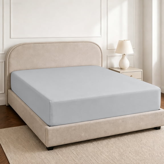 Warmstar 100% Cotton Queen Fitted Sheet Only, 600 Thread Count Sateen Soft Breathable Queen Size Fitted Bed Sheet Deep Pocket,Fits Mattress Up to 16",Grey