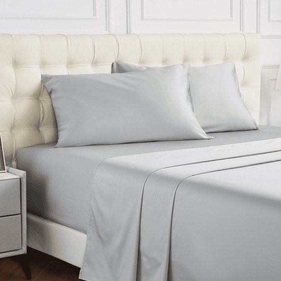 Warmstar 100% Cotton Queen Flat Sheet Only,600 Thread Count Sateen Soft Breathable Durable Queen Size Flat Bed Sheet 1 Pcs,Gray.