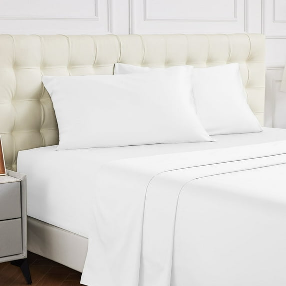 Warmstar 100% Cotton White Twin Fitted Sheet Only, 600 Thread Count Sateen Soft Breathable Twin Size Fitted Bed Sheet Deep Pocket,Fits Mattress Up to 15"