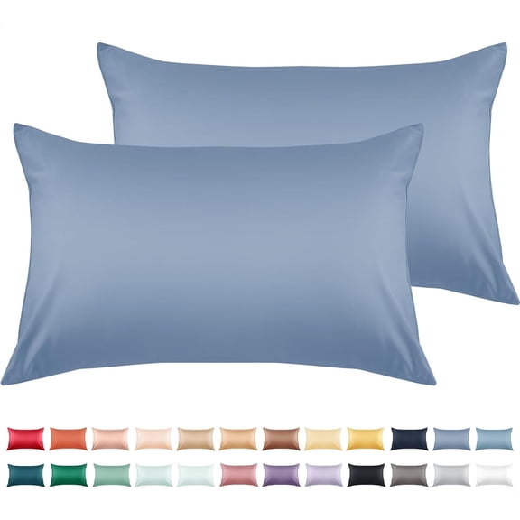 Warmstar 100% Cotton Pillow Cases King Size Set of 2, 600 Thread Count Pillowcases 20x36 Inches, Soft Long Staple Cotton Pillowcases Breathable with Envelope Closure,Denim Blue