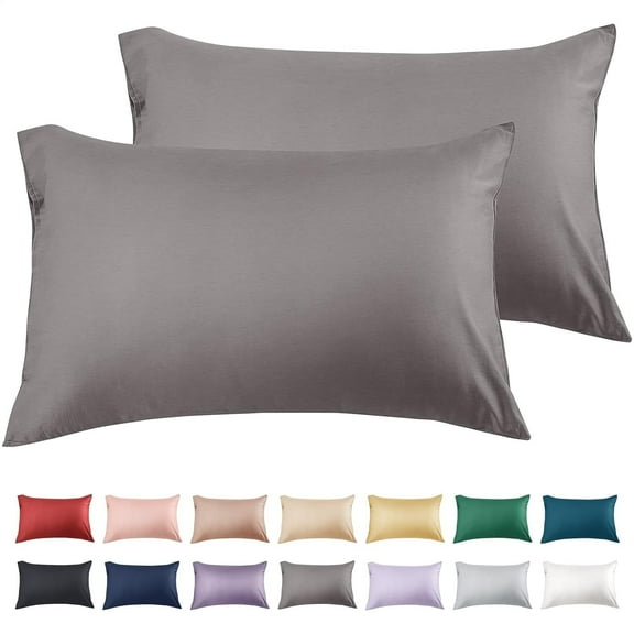 Warmstar 100% Cotton Pillow Cases Queen Size Set of 2, 600 Thread Count Pillowcases 20x30 Inches, Soft Long Staple Cotton Pillowcases Breathable with Envelope Closure,Dark Grey