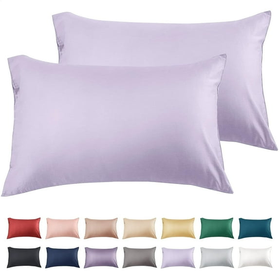 Warmstar 100% Cotton Pillow Cases Standard Size Set of 2, 600 Thread Count Pillowcases 20x26 Inches, Soft Long Staple Cotton Pillowcases Breathable with Envelope Closure,Lavender