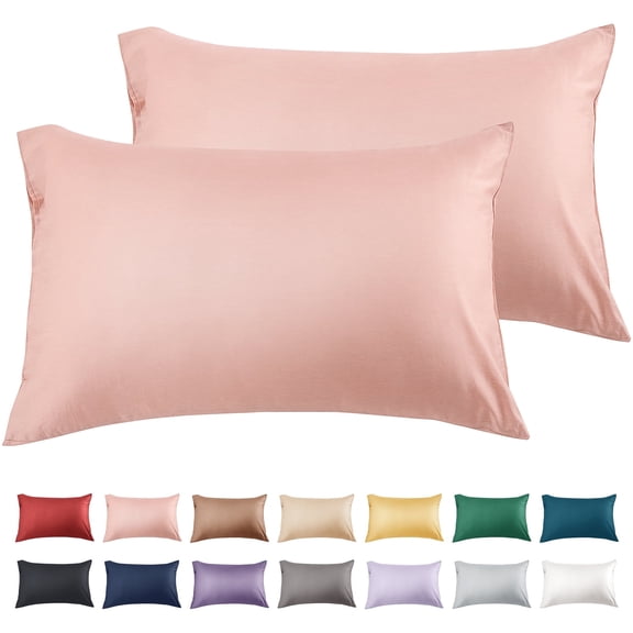 Warmstar 100% Cotton Pillow Cases Standard Size Set of 2, 600 Thread Count Pillowcases 20x26 Inches, Soft Long Staple Cotton Pillowcases Breathable with Envelope Closure,Pink