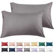 Warmstar 100% Cotton Pillow Cases Standard Size Set of 2, 600 Thread Count Pillowcases 20x26 Inches, Soft Long Staple Cotton Pillowcases Breathable with Envelope Closure,Dark Grey