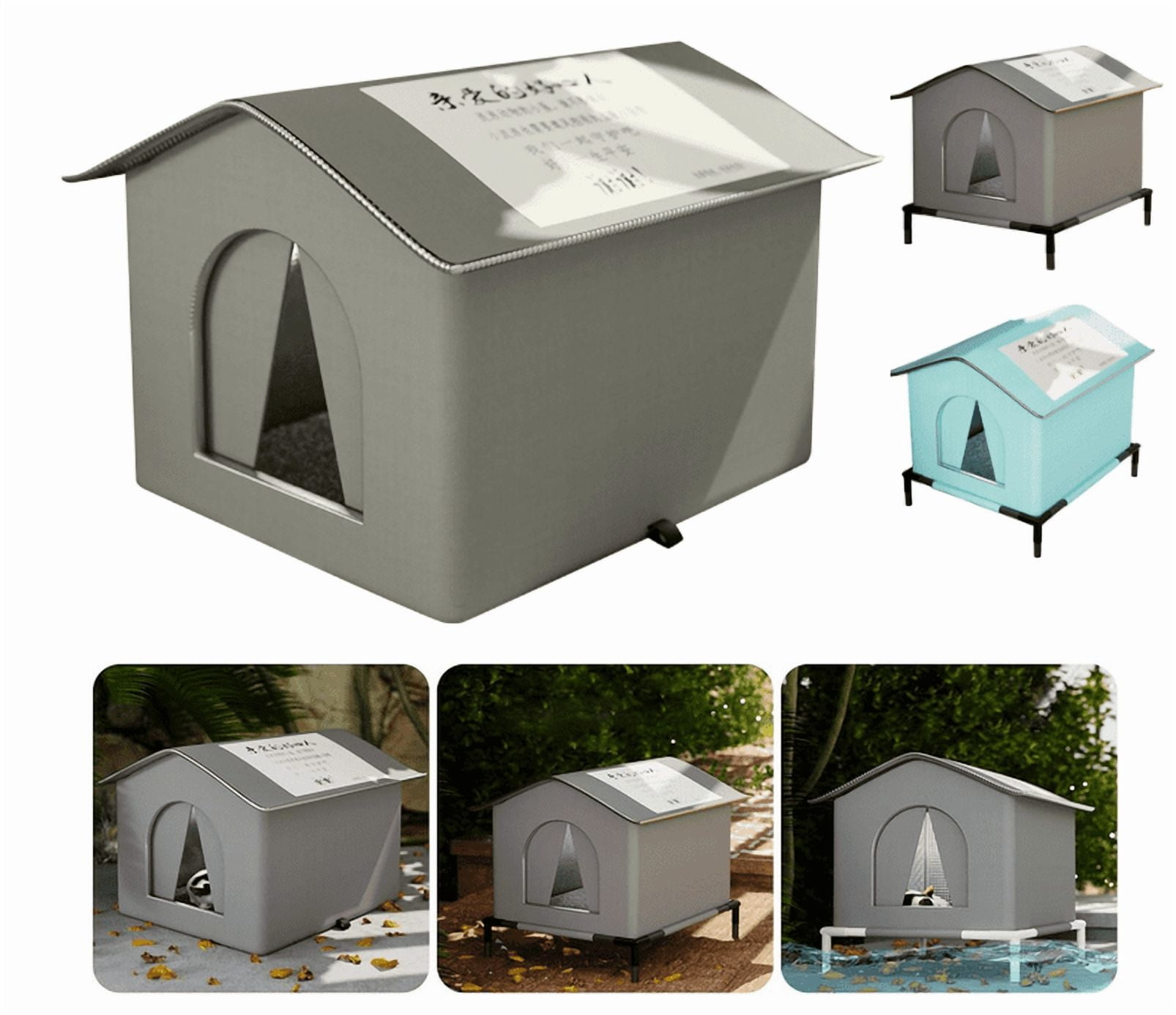 Warmth Cats House Waterproof and Cold Prevent Nest for Strays Cats Great for Outdoor Garden Yard Patios Use Shelter Supply (Gray, S)