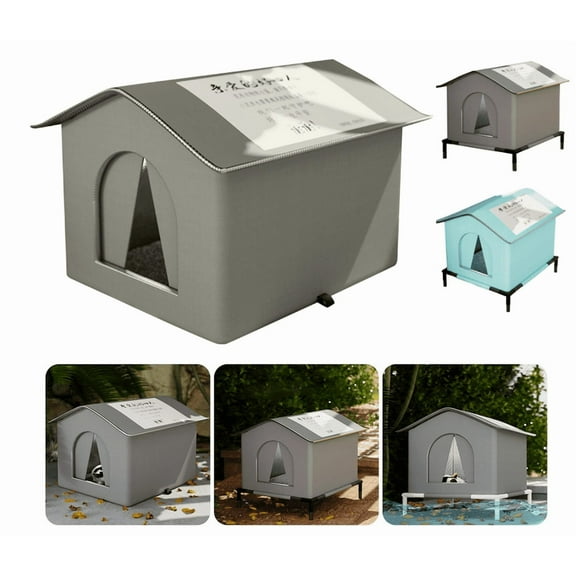 Warmth Cats House Waterproof and Cold Prevent Nest for Strays Cats Great for Outdoor Garden Yard Patios Use Shelter Supply (Gray, S)