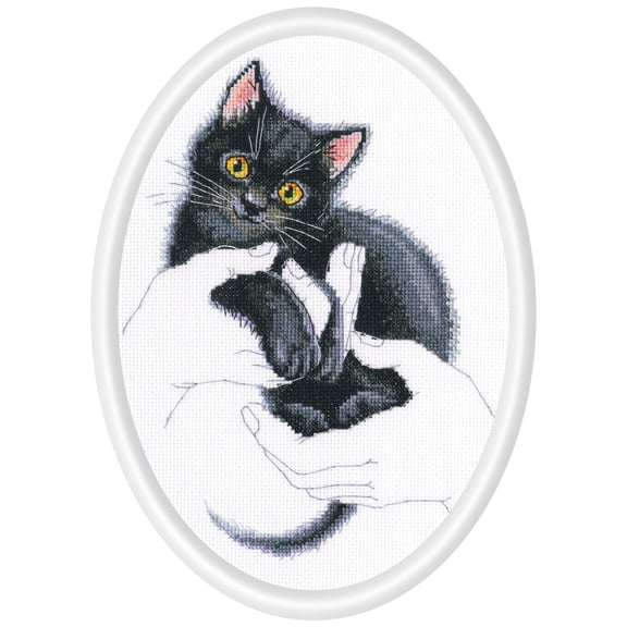 Wizardi RTO Counted Cross Stitch Kit on Canvas Aida with Warmth in Palms. Terrififc Chart 6.5 * 8.46 inches M906. Ideal for Embroidery & Needlework Amateurs
