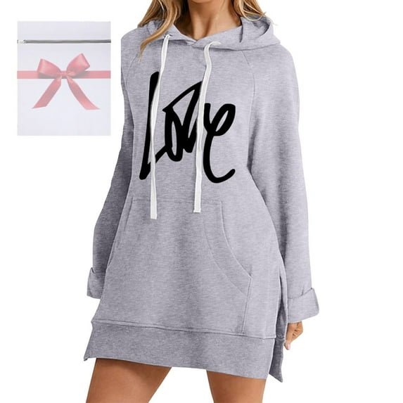 The Warmy Oversized Hoodie Dress For Women Casual Drawstring Long Sweatshirt With Pocket Fashion Split Hem Long Sleeve Dresses plus Size Long plus Size Semi Formal Dress plus Size Leather Dress Wrap