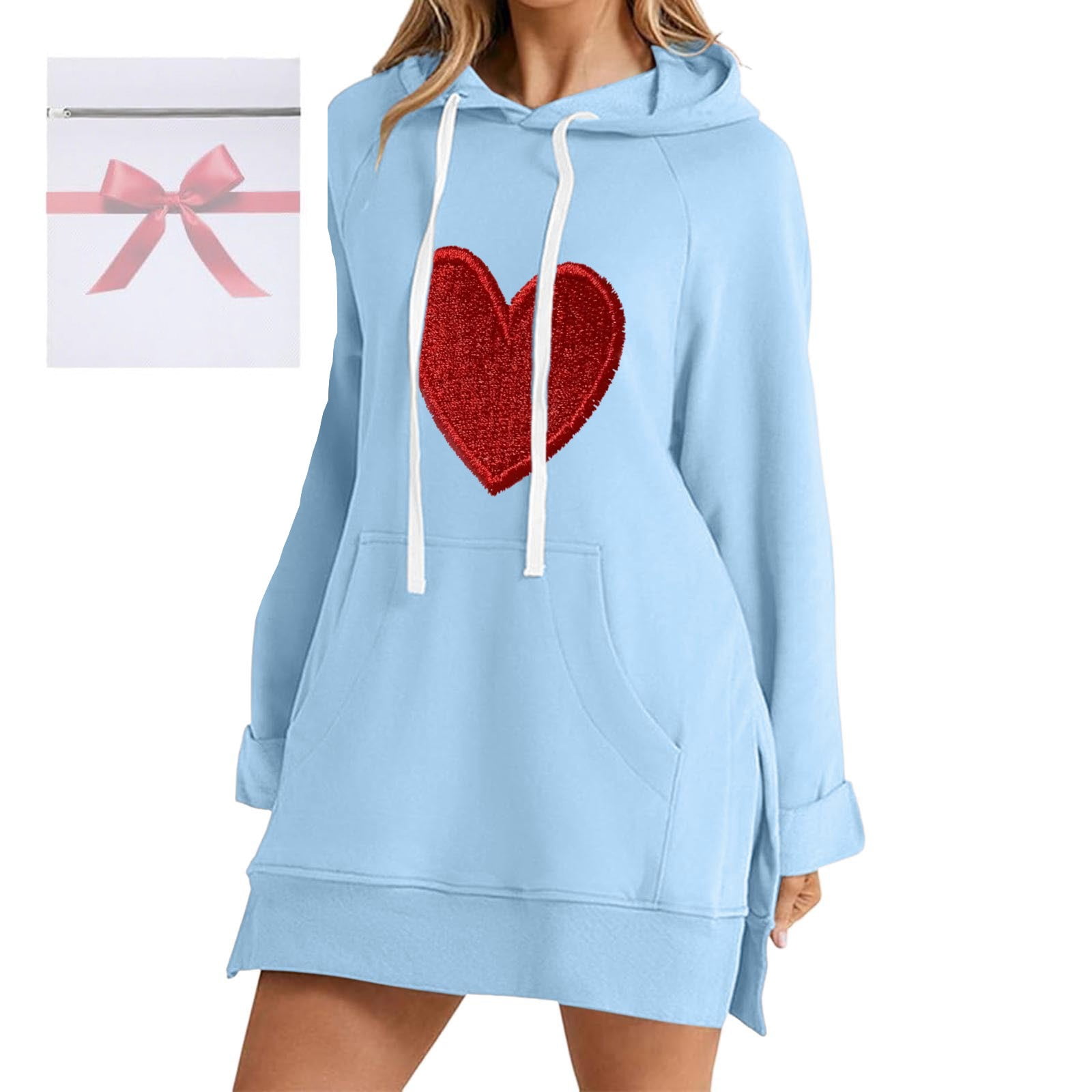 The Warmy Oversized Hoodie Dress For Women Casual Drawstring Long  Sweatshirt With Pocket Fashion Split Hem Long Sleeve plus Size Women Party  Dresses plus Size Dresses Girls Long Sleeve plus Size Dress -