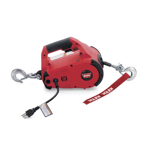 WARN 885000 PullzAll Corded 120V AC Portable Electric Winch with Steel Cable: 1/2 Ton (1000 Lb) Pulling Capacity Red