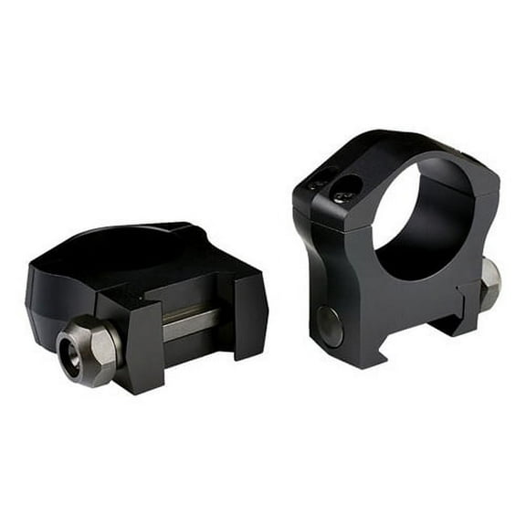 Warne 7201M Mountain Tech Ring Set 1" Diam Medium 7075 T6 Aluminum Black Hardcoat Anodized