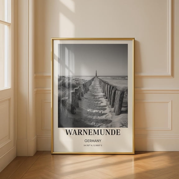 Warnemunde Black And White Lighthouse Coastal Wall Art Print Home Decor Office Wall Art