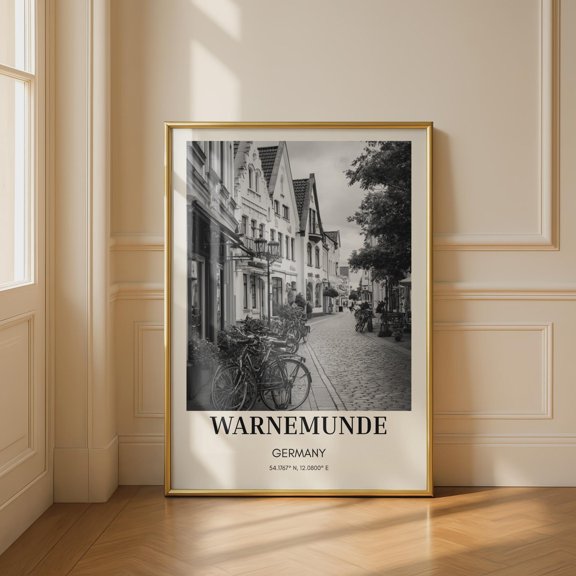 Warnemunde Germany Black And White Travel Wall Art Cityscape Print Home Decor Office Wall Art