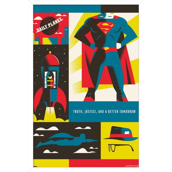Warner 100th Anniversary - Superman Wall Poster, 14.725" x 22.375" Framed