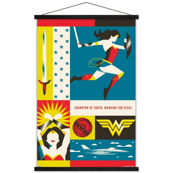 Warner 100th Anniversary - Wonder Woman Wall Poster with Magnetic Frame, 22.375" x 34"