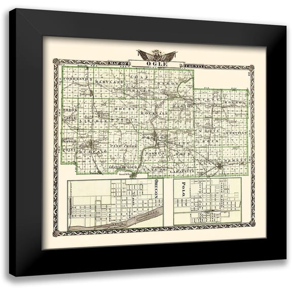 Warner 13x12 Black Modern Framed Museum Art Print Titled - Ogle Illinois Landowner - Warner 1870