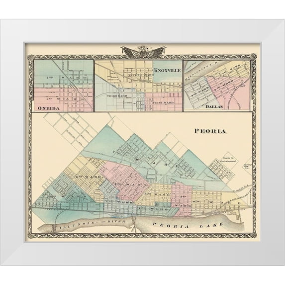 Warner 13x12 White Modern Wood Framed Museum Art Print Titled - Peoria, Oneida, Knoxville, Dallas Illinois