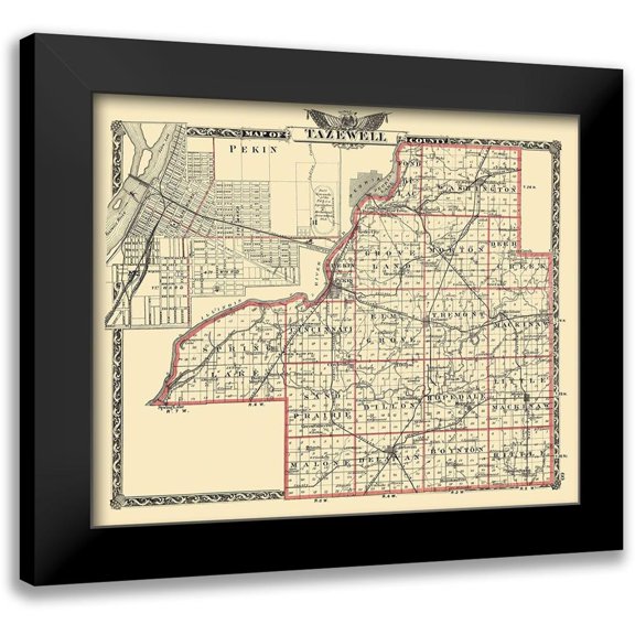 Warner 14x12 Black Modern Framed Museum Art Print Titled - Tazewell Illinois Landowner - Warner 1876
