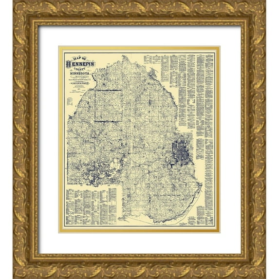 Warner 20x23 Gold Ornate Wood Framed with Double Matting Museum Art Print Titled - Hennepin Minnesota Landowner - Warner 1879