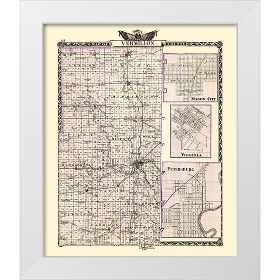Warner 20x23 White Modern Wood Framed Museum Art Print Titled - Vermilion Illinois Landowner - Warner 1870