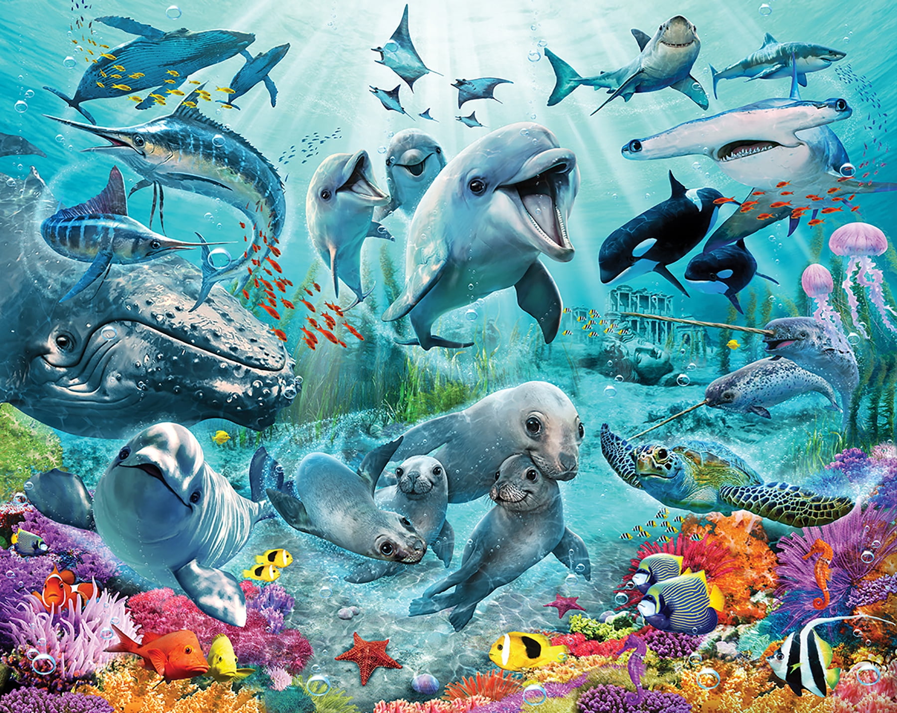 Under the Sea Blue Non-Pasted Wall Mural