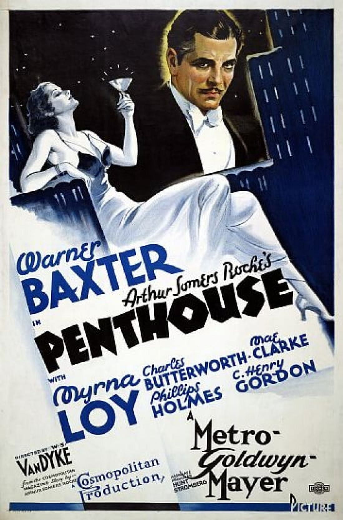 Warner Baxter Myrna Loy Penthouse Canvas Art - (36 x 54)