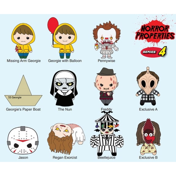 Warner Bros. 3D Figural Foam Bag Clip Horror Series 4 Mystery Box [24 Packs]