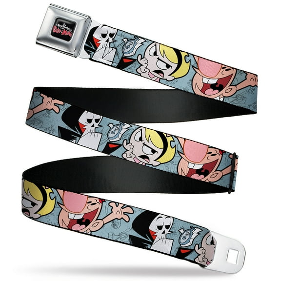 Cartoon Network Belt, Seatbelt Buckle Belt, The Grim Adventures of Billy and Mandy Group Pose Gray, 30 to 44 Inches