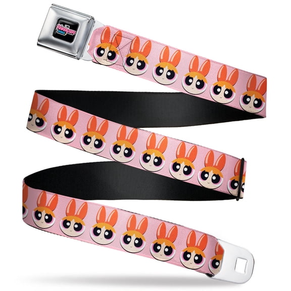 Warner Bros. Animation Belt, Seatbelt Buckle Belt, The Powerpuff Girls Blossom Face Close Up Pink, Youth 22 to 32 Inches