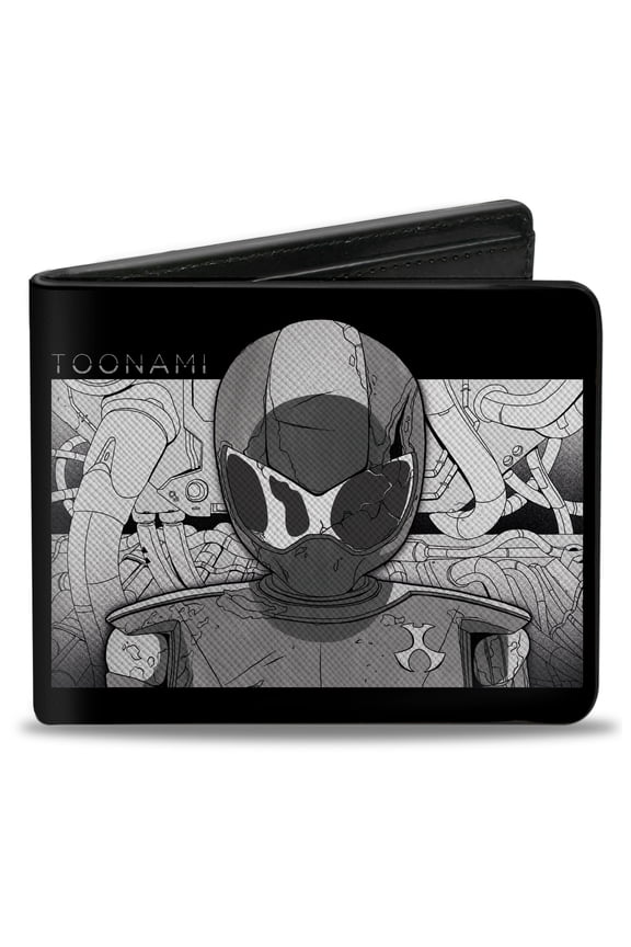 Warner Bros. Animation Wallet, Bifold, Toonami Robot Tom Sketch Pose Black Grays, Vegan Leather